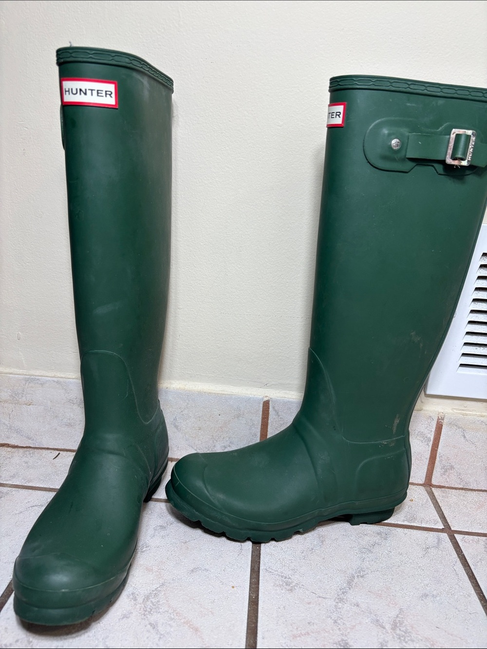 Hunter Forest Green Tall Rubber Rain Boots